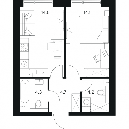 1-комн квартира Москва г., Ярцевская ул.,  к. 1