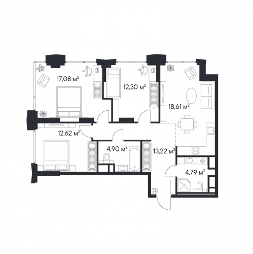 3-комн квартира Нагатинская улица, 2