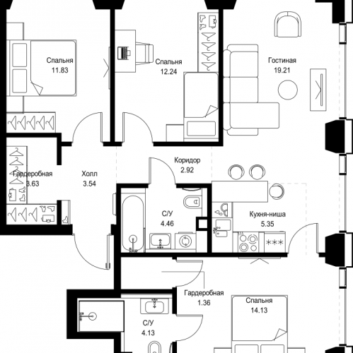 3-комн квартира Москва г., Верейская ул.,  к. SET.2.Б