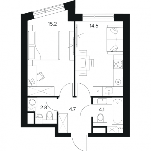 1-комн квартира Ярцевская ул,  к. 1