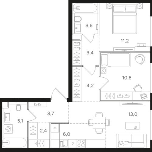 2-комн квартира Москва г., Открытое ш.,  к. 2