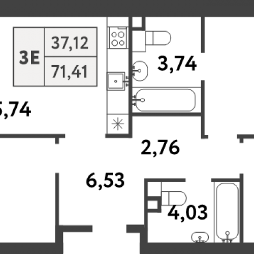 3-комн квартира Газопровод п., 5-я улица Лесные Поляны,  к. 1