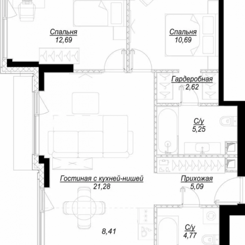 2-комн квартира Москва г., 1-й Сетуньский проезд,  к. RiverSide