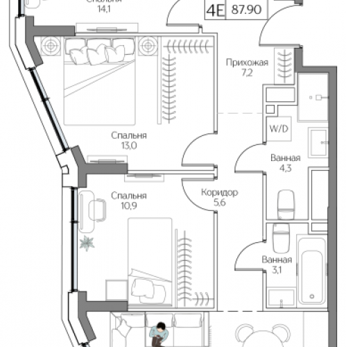 3-комн квартира Москва г., Проектируемый проезд № 4062,  к. Aqua