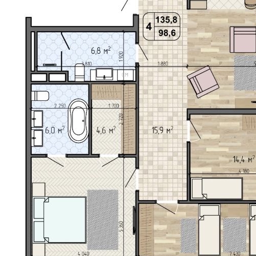 4-комн квартира Береговой проезд, 1Б