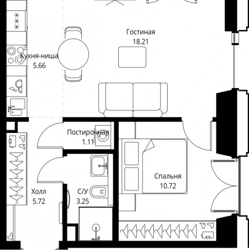 1-комн квартира Москва г., Верейская ул.,  к. SET.2.С