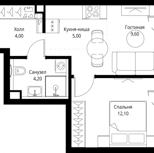 1-комн квартира Москва г., Верейская ул.,  к. SET.1.2