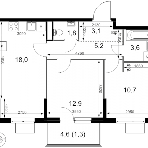 2-комн квартира Москва г., Амурская ул.,  к. 3