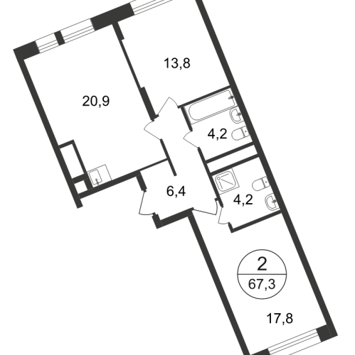 2-комн квартира Рассказовка д., Бориса Пастернака ул.,  к. 18.1
