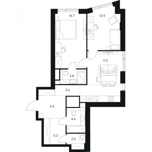 2-комн квартира Москва г., Ярцевская ул.,  к. 1