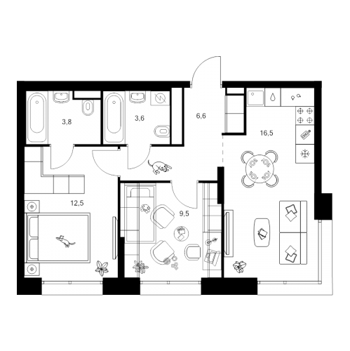 2-комн квартира Москва г., Маршала Прошлякова ул.,  к. 1.1.3
