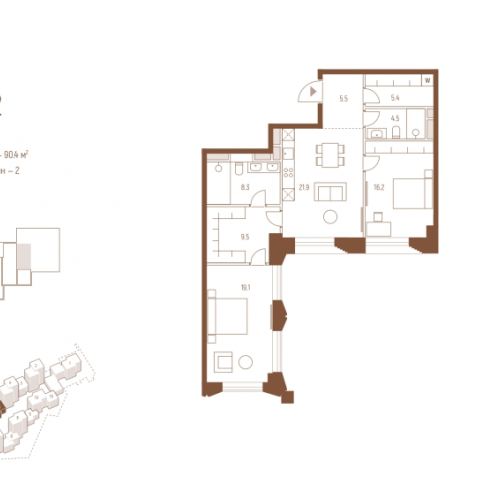 2-комн квартира Москва г., Кутузовский пр-кт,  к. 5.2