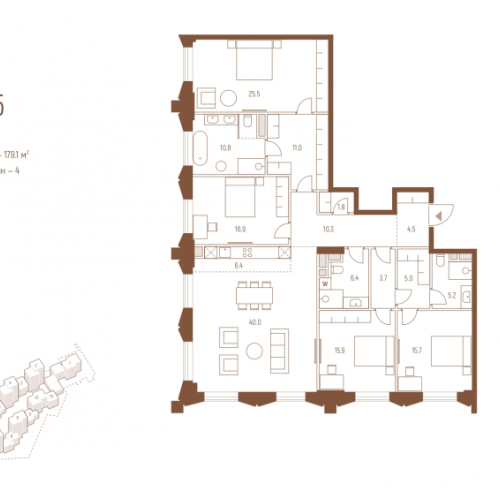 4-комн квартира Москва г., Кутузовский пр-кт,  к. 6