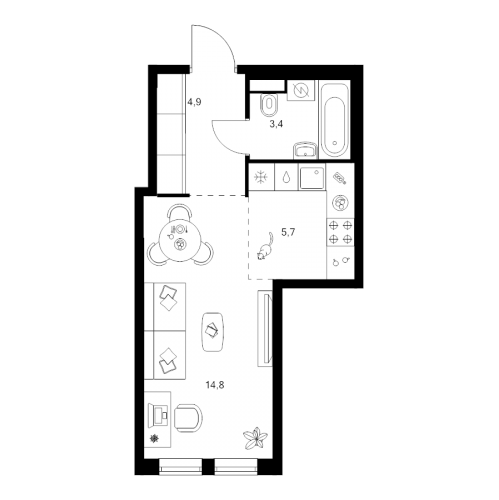 Студия Москва г., Маршала Прошлякова ул.,  к. 1.2