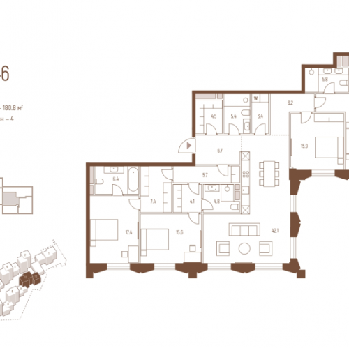 4-комн квартира Москва г., Кутузовский пр-кт,  к. 10.1