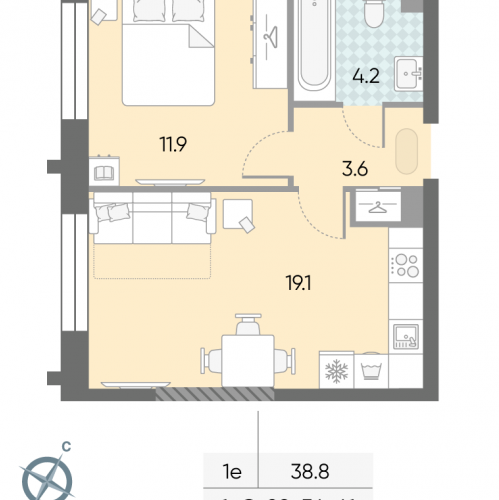 1-комн квартира Автозаводская площадь, д.вл.23