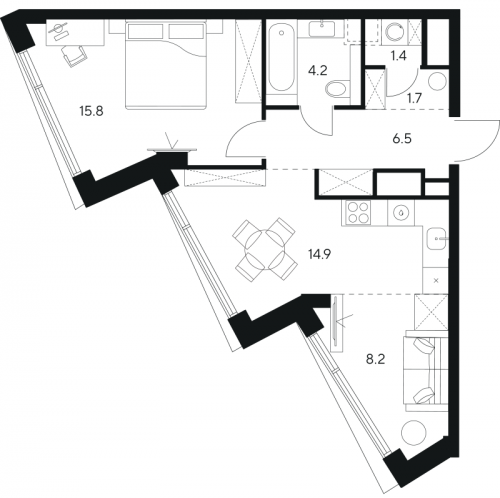 1-комн квартира Москва г., Ярцевская ул.,  к. 1