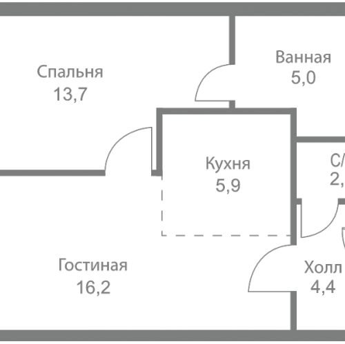 1-комн квартира Москва г., Сколковское ш.,  к. 4