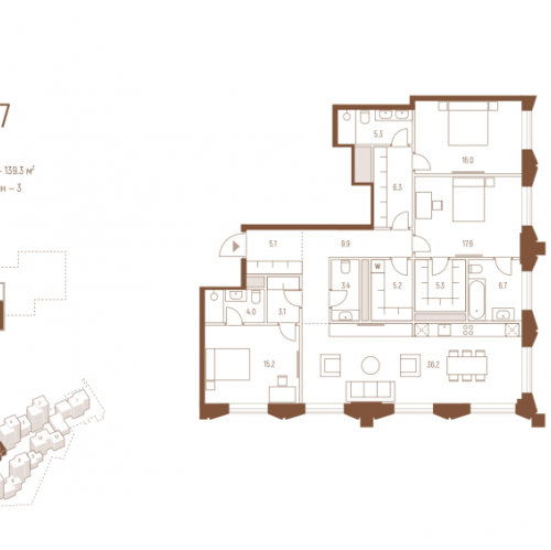 3-комн квартира Москва г., Кутузовский пр-кт,  к. 5.2