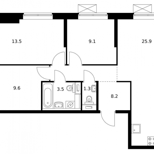 3-комн квартира Кронштадтский б-р,  д. 14
