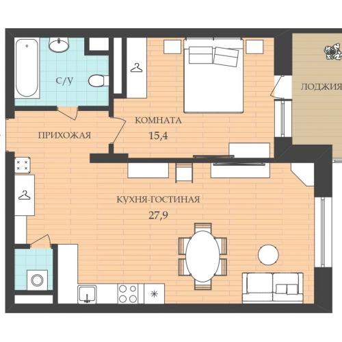 2-комн квартира Гарибальди улица,  д. 6,  к. 1