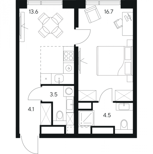 1-комн квартира Москва г., Ярцевская ул.,  к. 1
