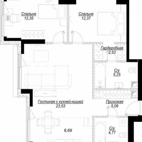 2-комн квартира Москва г., 1-й Сетуньский проезд,  к. RiverSide