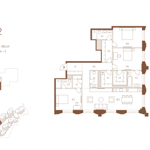 3-комн квартира Москва г., Кутузовский пр-кт,  к. 5.2