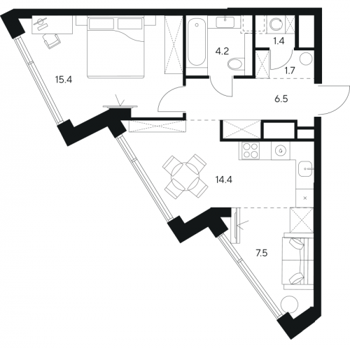 1-комн квартира Москва г., Ярцевская ул.,  к. 1