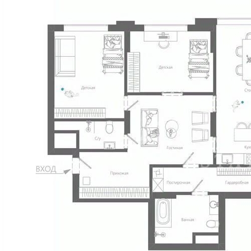 4-комн квартира Чапаевский переулок, 3