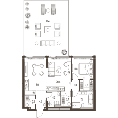 1-комн квартира Летниковская ул,  к. 5