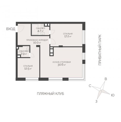 2-комн квартира Рогозинино д., Луговая ул.,  к. 1