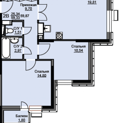 2-комн квартира Щёлково г., Новая Фабрика ул.,  к. 7