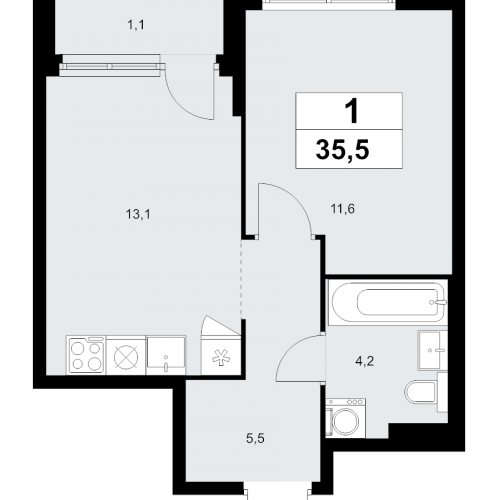 1-комн квартира Прокшино д., Проектируемый проезд № 7029,  к. 9.4