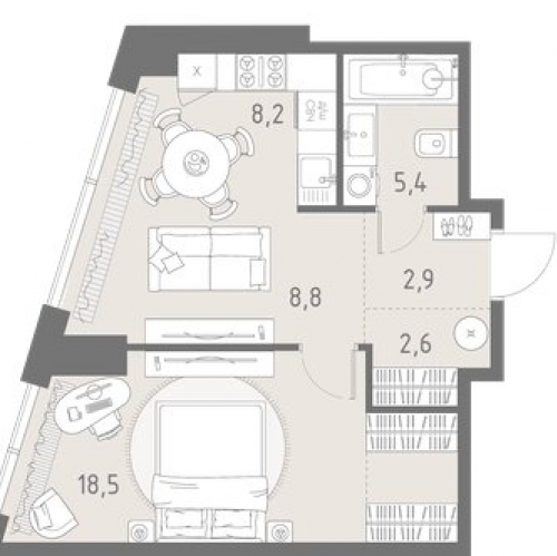 2-комн квартира Верейская улица,  д. 23