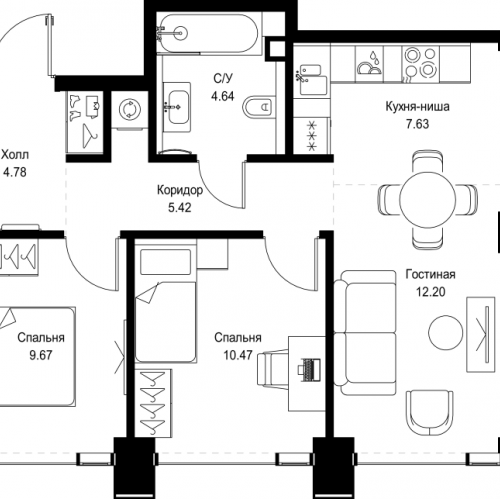 2-комн квартира Москва г., Верейская ул.,  к. SET.2.Б