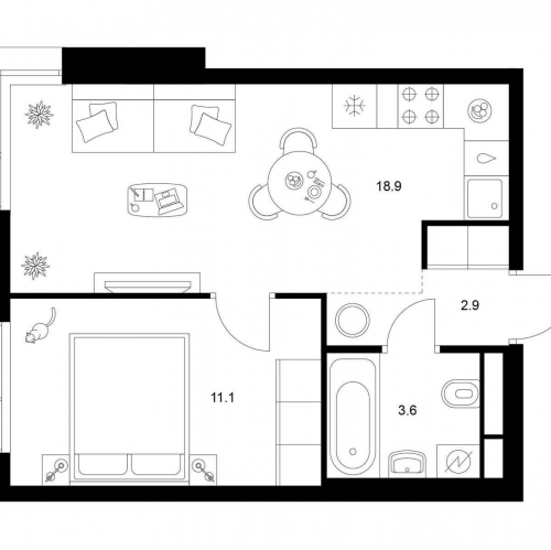 1-комн квартира ул. Котляковская, корп. 2.3