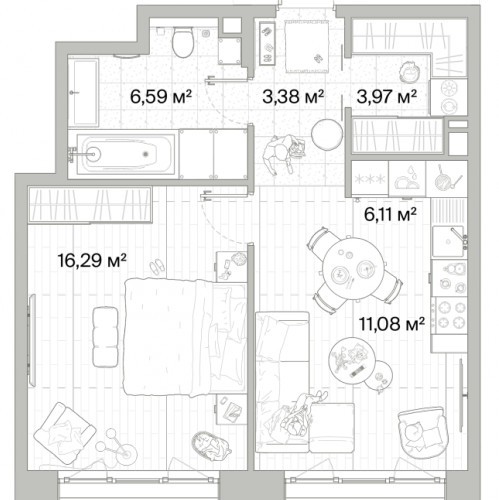 1-комн квартира Ликино д., Промышленная ул.,  к. УБ1