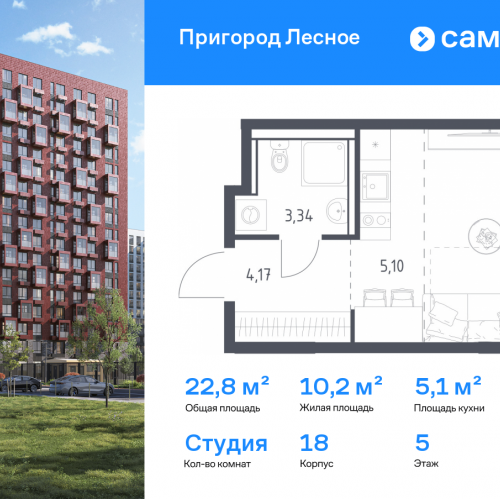 Студия Мисайлово д, микрорайон Пригород Лесное, к18