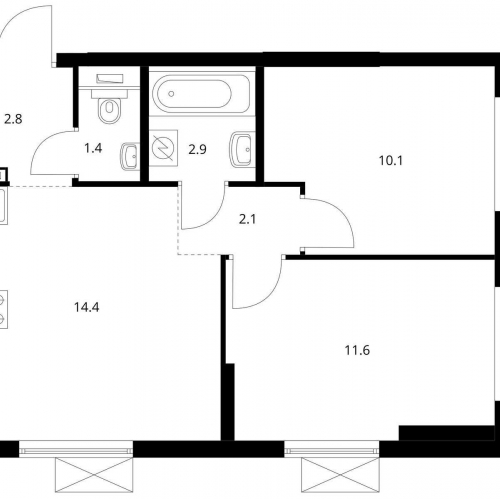 2-комн квартира Котельники, Кузьминский Лес, корп. 9
