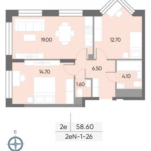 2-комн квартира Борисовские Пруды улица, д.1