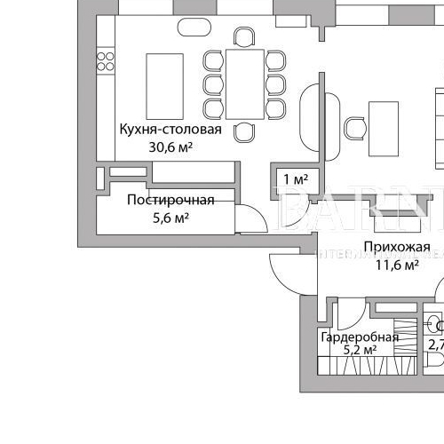 4-комн квартира Гранатный переулок, 6