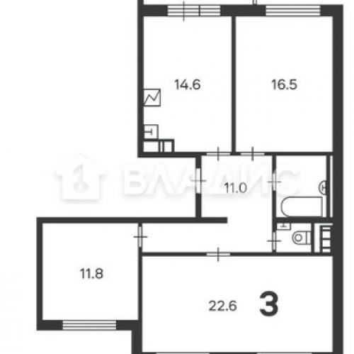 3-комн квартира Кварцевая ул,  д. 4 к1