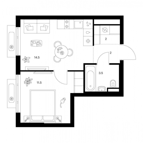 1-комн квартира Середневский лес, корп. 2.1.4