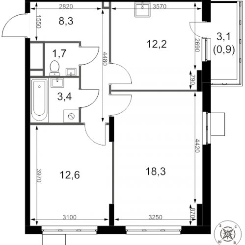 2-комн квартира Сапроново д., Калиновая ул.,  к. 5